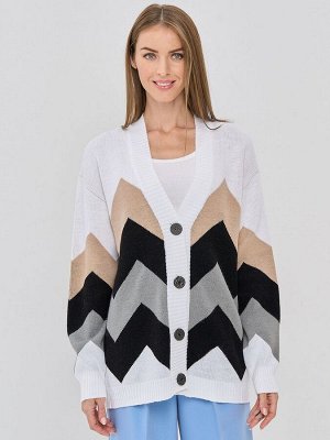 Кардиган женский 9232-91006   501/9500/17-4014/71 белый/чёрный/титаниум/латте