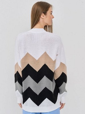 Кардиган женский 9232-91006   501/9500/17-4014/71 белый/чёрный/титаниум/латте