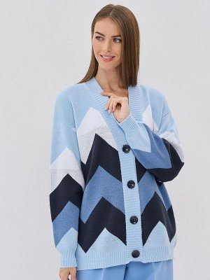 Кардиган женский 9232-91006   9765/8200048/30869/501 жемчужно-голубой/т.джинс/зимнее утро/белый