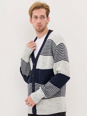 Кардиган мужской 9232-90002   193/8800550 св.серый меланж/т.синий