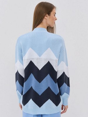Кардиган женский 9232-91006   9765/8200048/30869/501 жемчужно-голубой/т.джинс/зимнее утро/белый