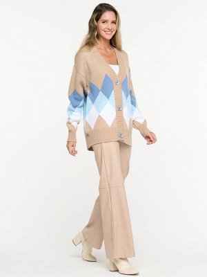 Кардиган женский 5232-1736   71/293/14-4317/30869 латте/белый/холодный голубой/зимнее утро