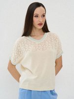 Джемпер женский 5241-41467   1003/56666/7050 кремовый/тиффани/голубой жемчуг