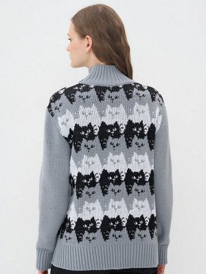 Свитер женский 7242-40271   6300243/9500/501 арктика/чёрный/белый