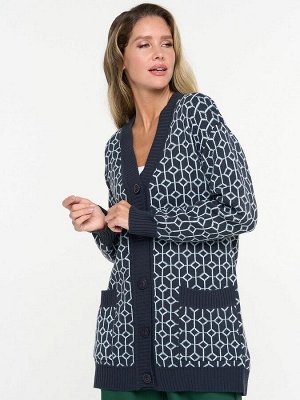 Кардиган женский 5232-1733   8200048/9765 т.джинс/жемчужно-голубой