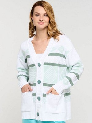 Кардиган женский 9232-91014   501/339/9621 белый/мята/аспарагус