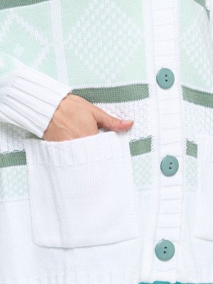 Кардиган женский 9232-91014   501/339/9621 белый/мята/аспарагус