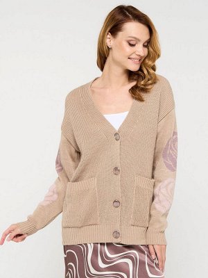 Кардиган женский 9232-91010   71/150/20838 латте/розовый жемчуг/пепел розы