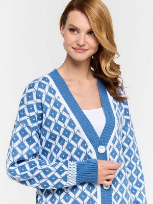 Кардиган женский 9232-91004   30854/501 св.деним/белый