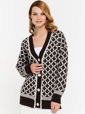 Кардиган женский 9232-91004   5800363/60010 горький шоколад/св.бежевый