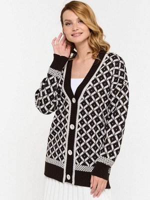 Кардиган женский 9232-91004   5800363/60010 горький шоколад/св.бежевый