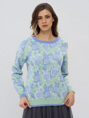 Джемпер женский 7242-40323   29958/362665/001 мята/королевский голубой/белый
