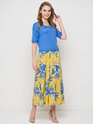 Платье женское 5231-2515   7069/798/130755/ТВ01 небесный синий/белый/спелая дыня/жёлто-лаймовый цветы