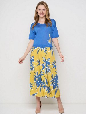Платье женское 5231-2515   7069/798/130755/ТВ01 небесный синий/белый/спелая дыня/жёлто-лаймовый цветы