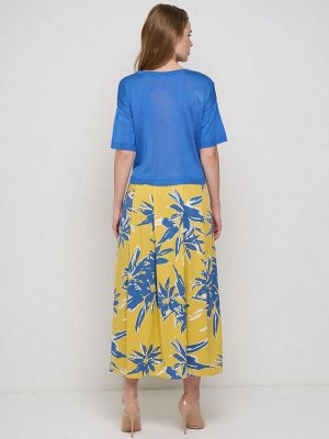 Платье женское 5231-2515   7069/798/130755/ТВ01 небесный синий/белый/спелая дыня/жёлто-лаймовый цветы