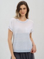 Джемпер женский 5231-41341   392664/001 хрустальный голубой/метонить сильвер/белый