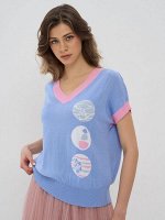 Джемпер женский 9241-94073   392665/10344/001/1267 королевский голубой/розовый/белый/туманная роса