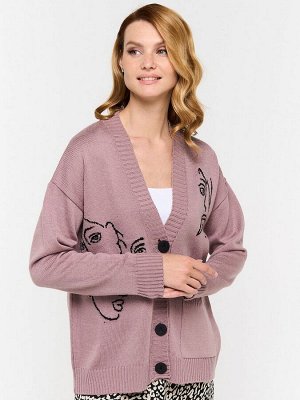 Кардиган женский 7222-14078   356/9500 пепел розы/чёрный