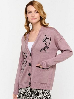 Кардиган женский 7222-14078   356/9500 пепел розы/чёрный