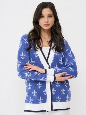 Кардиган женский 7232-14100   18-3945/501/8200048/501 звёздная пыль/белый/т.джинс/белый