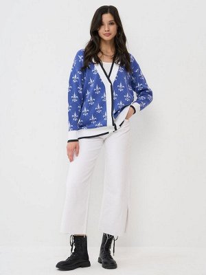 Кардиган женский 7232-14100   18-3945/501/8200048/501 звёздная пыль/белый/т.джинс/белый