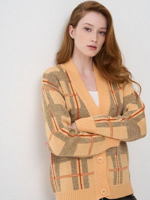 Кардиган женский 7232-14090   297/267/435 персиковый крем/апельсин/антрацит