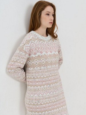 Платье женское 9232-92004   12913/71/150 вечерний иней/латте/розовый жемчуг