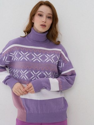 Свитер женский 5232-41293   30853/9752/501 лаванда/камелия/белый