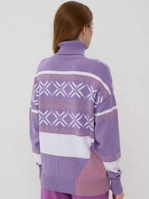 Свитер женский 5232-41293   30853/9752/501 лаванда/камелия/белый