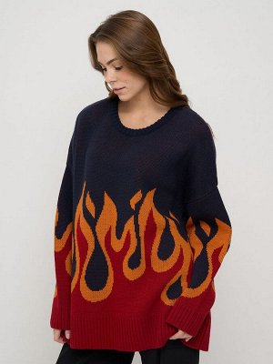 Джемпер женский 9242-94136   8800550/2700761/1800445 т.синий/красный/абрикосовый пунш