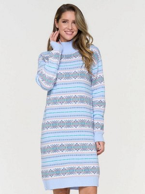 Платье женское 9232-92001   3100196/150/293/045/242 голубой/розовый жемчуг/белый/индиго лайт/голубой