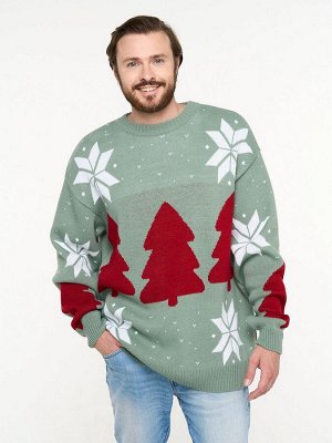 Джемпер мужской 7232-15038   9621/501/0703 аспарагус/белый/красный