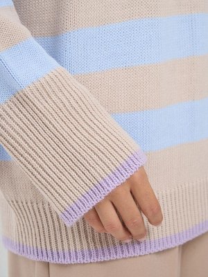 Джемпер женский 9242-94114   600179/3100196/3609 ваниль/голубой/лиловый