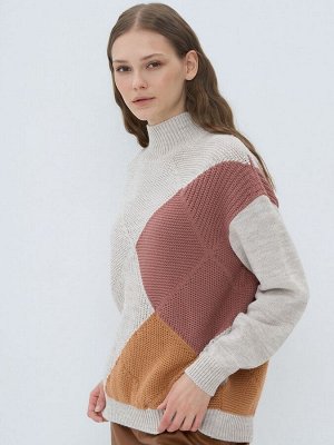 Свитер женский 7232-40205   60010/50437/2300565 св.бежевый/карамель/фруктовый бренди