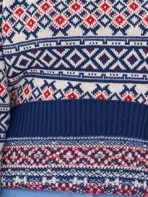 Свитер женский 5232-41292   30822/501/215/0608 индиго/белый/нежный персик/алый
