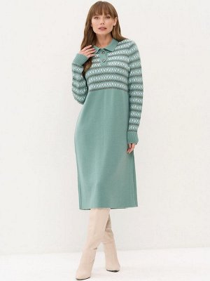 Платье женское 9242-92020   4400476/29885/77/501 грозовое небо/перламутр/т.бежевый/белый