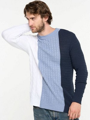 Джемпер мужской BY212-15006   893/290/10054 т.джинс/зимние сумерки/белый