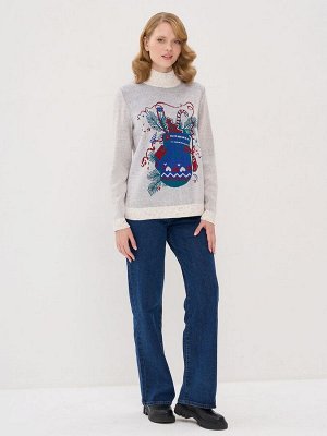Джемпер женский 9242-94035   9202/0803/2700761/5175 лунный камень/изумруд/красный/василёк