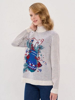 Джемпер женский 9242-94035   9202/0803/2700761/5175 лунный камень/изумруд/красный/василёк