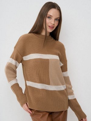 VAY Джемпер женский 7242-40284   5300616/60010/5200785 карамельный кофе/св.бежевый/латте
