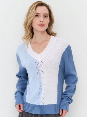 Джемпер женский 9242-94054   3400591/501/3100196 зимнее утро/белый/голубой