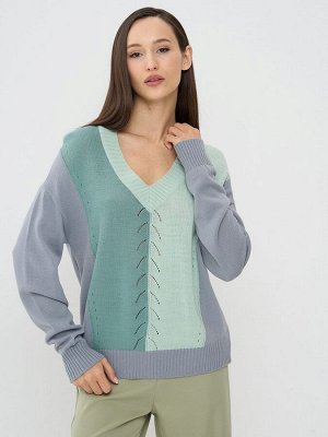 Джемпер женский 9242-94054   6300243/4200667/4400476 арктика/малахит/грозовое небо
