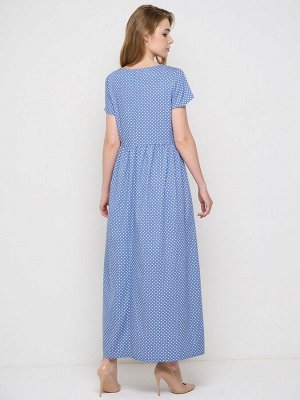 Платье женское 5231-3746   Ш88 голубой горошек