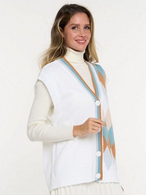 Жилет женский 7232-14106   501/321/50437/4400476/180 белый/осеннее небо/карамель/грозовое небо/бежевая пудра