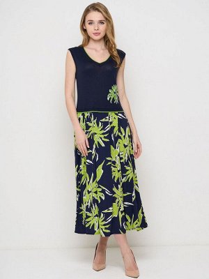 Сарафан женский 5231-2514   12909/150343/7001/Ш80 м.синий/майская зелень/белый/синий цветы