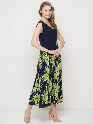 Сарафан женский 5231-2514   12909/150343/7001/Ш80 м.синий/майская зелень/белый/синий цветы