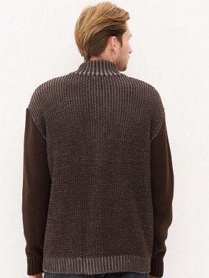 Кардиган мужской 7232-16001   5800363/6400173 горький шоколад/титаниум