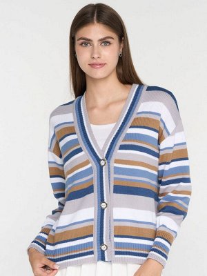 Кардиган женский 7242-14125   6100199/501/830035/5300616/3400591 туман/белый/т.джинс/карамельный кофе/зимнее утро