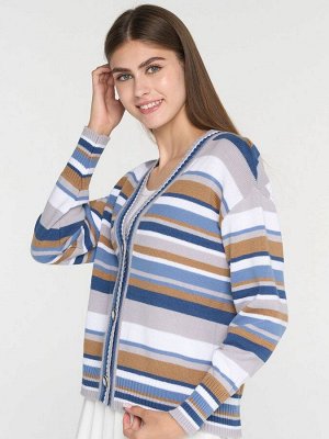Кардиган женский 7242-14125   6100199/501/830035/5300616/3400591 туман/белый/т.джинс/карамельный кофе/зимнее утро
