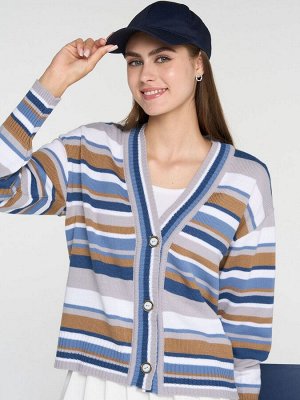 Кардиган женский 7242-14125   6100199/501/830035/5300616/3400591 туман/белый/т.джинс/карамельный кофе/зимнее утро